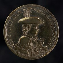 J.G. Holtzhey, Medal on the inclusion of William V in the Order of the Garter, commemorative coin medal silver, bust of William
