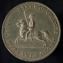 Medal at the battle of Waterloo and Crown Prince Willem, the later King William II, penning footage copper nickel, nickel plated