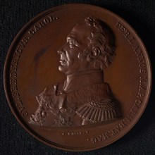 J. Elion, Medal on Prince Frederick 50 years grand master of Freemasons, penning footage bronze, Front: bust Prince Frederik in
