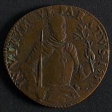 Medal for the Chamber of Cash, jeton utility medal medal exchange copper, bust Omschrift, omschrift IN VTRVMQVE PARATVS: 1559