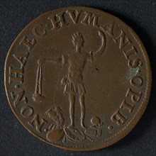 Medal on the high government of the Prince of Orange, penny footage copper, David with crown pendulum in hand tramples weapon