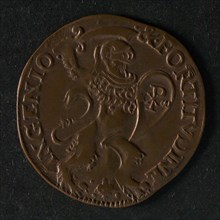 Medal on the defense of Tournai, jeton utility medal medal exchange copper, lion with helmet saber and shield on which letters