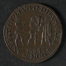 Medal on the murder of the Prince of Orange, jeton utility medal medal exchange buyer, the Prince of Orange is shot by Balthasar