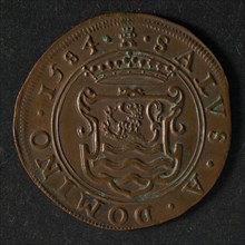 Medal on the courageous behavior of the States of Zeeland after the murder of the Prince of Orange, jeton utility medal penny