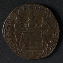 Medal on the alliance with England and France against Spain, jeton utility medal medal exchange buyer, warriors around altar