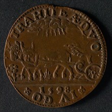 Medal on the divide of the tax on Spiritual goods, jeton utility medal medal exchange copper, two oxen for plow regulation