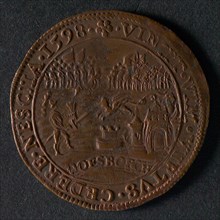 Medal on the parapet of the army of Prince Maurits at Doesburg, jeton utility medal penny exchange buyer, warrior keeps sword