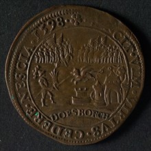 Medal on the parapet of Prince Maurits' army near Doesburg, jeton utility medal penny exchange buyer, warrior keeps sword