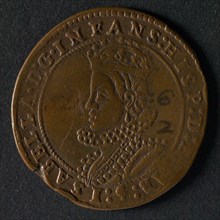 Medal on the marriage of Albert and Isabella, jeton utility medal medal exchange copper, crowned bust Isabella to the left