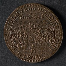 Medal at the battle of Nieuwpoort, jeton utility medal medal exchange copper, image of the battle in the dunes omschrift: HOS