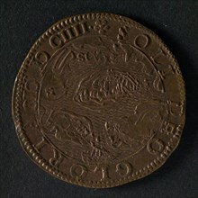 Medal on the surrender of Ostend, jeton utility medal medal exchange buyer, view of Sluis and surroundings, SLVIS (Sluis) legend