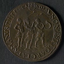 Medal on the negotiations on the file, jeton utility medal medal exchange copper, two armies opposite each other entrenched