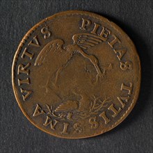 Medal on the relief of Bergen op Zoom, jeton mortise penny exchange copper, lion eats grapes in cut: 16 (coat of arms Gelre) 22