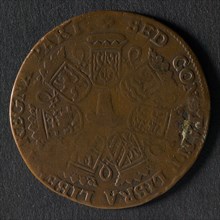 Medal on the expected peace in the Netherlands, penny footage copper, Dutch lion with arrows and scale; date, 1671 legend: NON