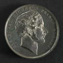 artist: Joseph Davis, Medal at the World Exhibition in London in 1851, penny footage tin, portrait Prins Albert