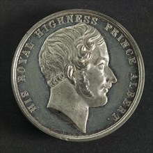 artist: Joseph Davis, Medal at the World Exhibition in London in 1851, penny footage tin, portrait Prince Albert
