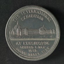 G. Dowler, Medal at the World Exhibition in London in 1862, medallions of lead metal, image exhibition building