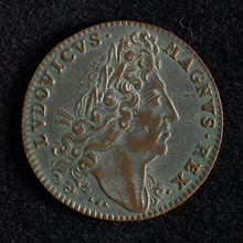 Lazarus Gottlieb Lauffer, Medal on the Bâtiments du Roi of Louis XIV, penning footage copper, bust Louis XIV to the right