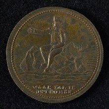 Medal on Napoleon on St. Helena, medallion bronze bronze statue 2,6, Napoleon seated left on rock island surrounded by sea