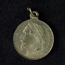 Bearer's medal at the World's Fair in Paris in 1867, bearer token medal identification carrier bronze silver, silvered, portrait