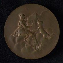 Daniel Dupuis (1849 - 1899), Medal of the Monnaie in Paris, penning footage bronze, winged genius torch in the right hand