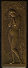 Frédéric Charles Victor Vernon, Plaque on Eve, plaque bronze, Eve standing to the left in an arc-shaped frame. Top branches