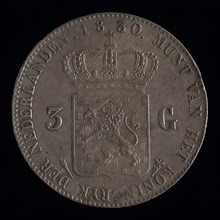 's Rijks Munt, Three guilders, the Netherlands, 1830 about 1820, three guilder currency exchange medium silver, regulation