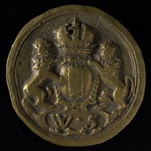 Medal of the fire brigade of Amsterdam, fire spray, fire brigade penning identification carrier copper, Round penny of brass, W.