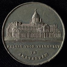 J. Elion, Medal at the opening of the Paleis voor Volksvlijt in Amsterdam, penny visual material tin, image of the Paleis