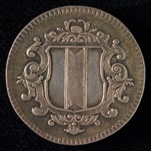 Guild medal of the Koopmans or Kramers of Dordrecht, guild penny penny identification carrier silver, the coat of arms