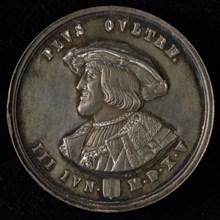 's Rijks Munt, Medal on the 280th Diës of the Leiden University, penning footage silver, left-facing bust of Charles V, PLVS