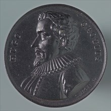 Jean-Henri Simon (engraver), Medal with bust of Hugo de Groot, penny footage silver? iron? lead?, bust Hugo de Groot to the left