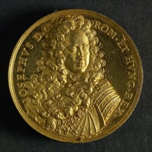 Philipp Heinrich Müller, Medal on Joseph I, emperor of the Holy Roman Empire, penning footage gold, bust Jozef I