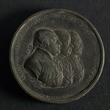 K.W. Hoeckner, Medal on the treaty of Pillnitz, penning images lead, busts German emperor king of Prussia and elector of Saxony
