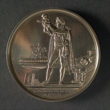 Bertrand Andrieu, after: Louis Lafitte, Medal on the baptism of the king of Rome, penny footage silver, Napoleon standing
