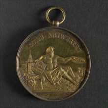 F. Baetes, Prize for the International Competition for Theater Art in Antwerp, price medal medal silver gold, gilded, river god