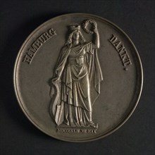Medal of the city of Hamburg, Hamburg owes Rotterdam after the fire of 8 May 1842, penning image material bronze? lead