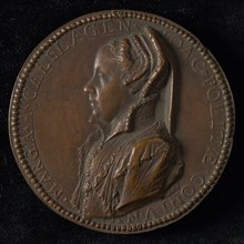 Jan Simons, Unilateral penny on Margaretha van Kalslagen, wife of Jochem Polites, penning footage bronze, bust Margaretha