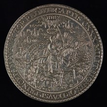 Medal at the battle of Nieuwpoort, penny footage silver, Map Battle Nieuwpoort legend: COMPVLSO ADDEDIT: PRAESID: ANDREAE: CAESO