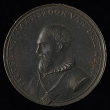 A. Bemme, Medal on the death of Pieter Adriaanszoon van de Werf, mayor of Leiden, death medal medal imagery lead metal, bust