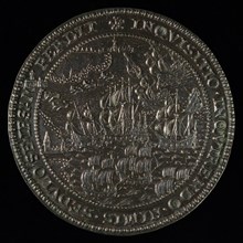 Cornelis Wijntgens, Medal on the victory over Bossu during the sea battle on the Zuiderzee, penning footage silver, Sea battle