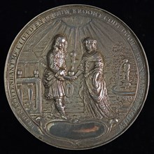 design: Wouter Muller, Plaque medal on the Peace of Westminster with the reverse General Wedding Medal, wedding medal plaque