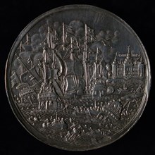 J. Höhn, Medal at the Battle of the Sound, penny footage silver, sea battle in the Sont between Dutch and Swedish ships