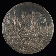 Medal on the victory of Admiral of Jacob van Wassenaer Obdam in the Sound, penning footage silver, sea battle in the Sont