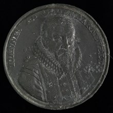 Medal on the death of Johan van Oldenbarnevelt, death medal medal figure metal lead metal, half-to-right accustomed chest Johan