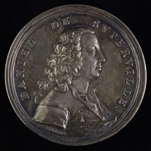 Andreas Vestner, Memorial medal Daniël de Superville (Rotterdam 1696 - Rotterdam 1773), penning footage silver, bust