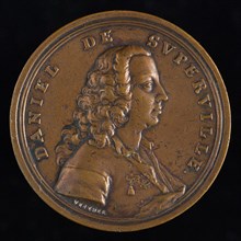 Andreas Vestner, Memorial medal Daniël de Superville (Rotterdam 1696 - Rotterdam 1773), medallions bronze bronze 2,4, bust