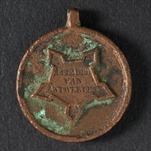 Mini-bearer medal in memory of the defense of the Citadel of Antwerp, bearer penny identification bearer bronze, W crowned