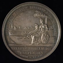 engraving: Jean-Henri Simon, Medal at the opening of the new harbor in Middelburg, penning visual material silver, Middelburg
