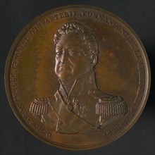 Medal on the heroic defense of the Citadel of Antwerp by General Chassé, medallions bronze bronze 4,7, Bust of Chassé decorated